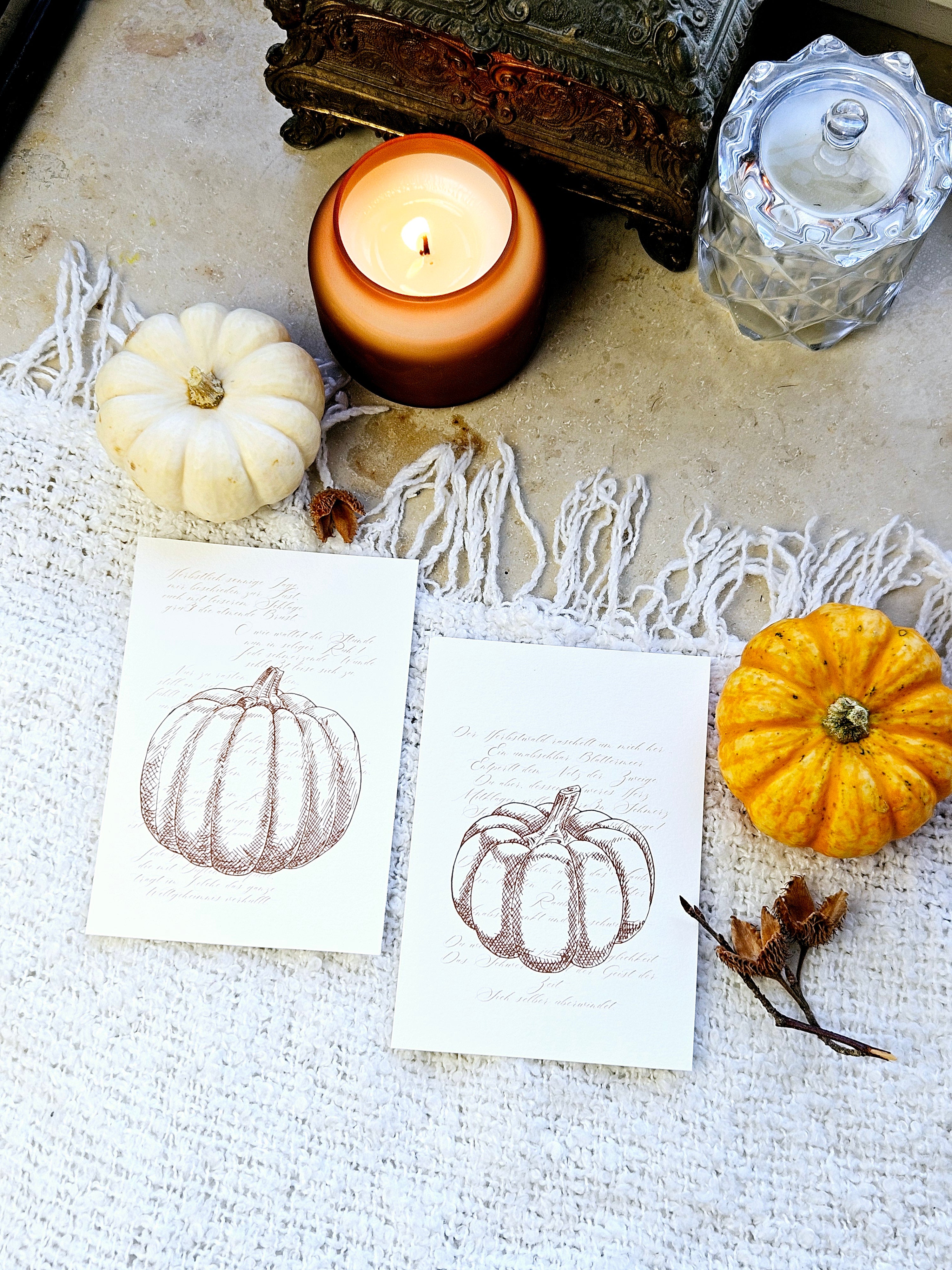 6er Grußkarten Set Herbstpoesie