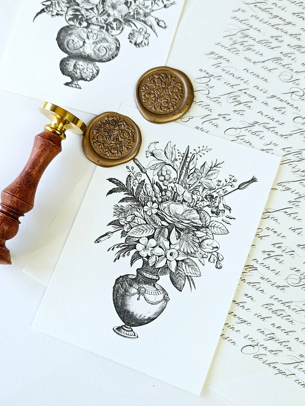 6er Set Grußkarten Blumen Bouquets Vintage
