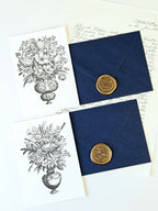 6er Set Grußkarten Blumen Bouquets Vintage