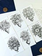 6er Grußkarten Set Blumen Bouquets