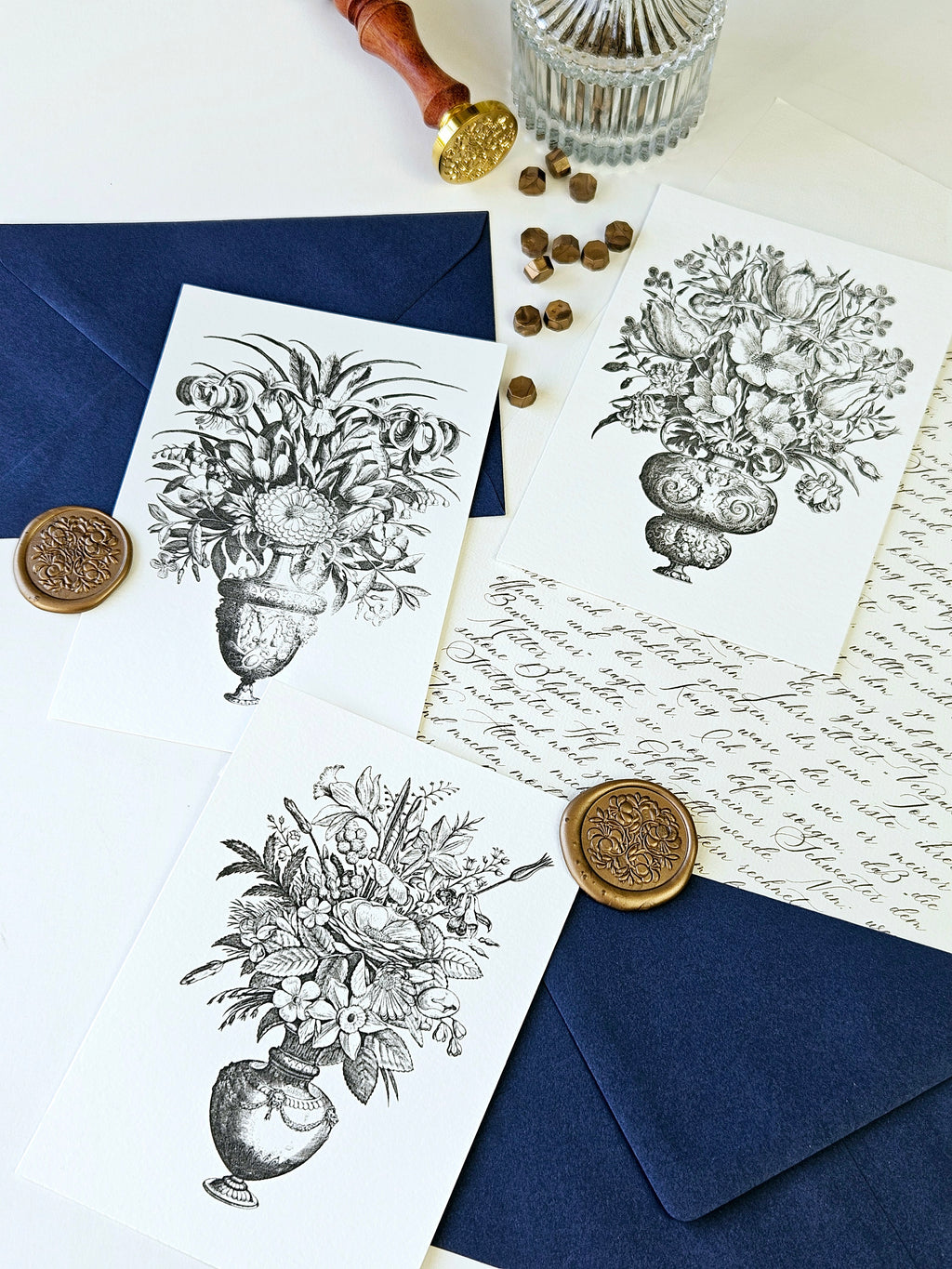 6er Grußkarten Set Blumen Bouquets