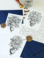 6er Grußkarten Set Blumen Bouquets