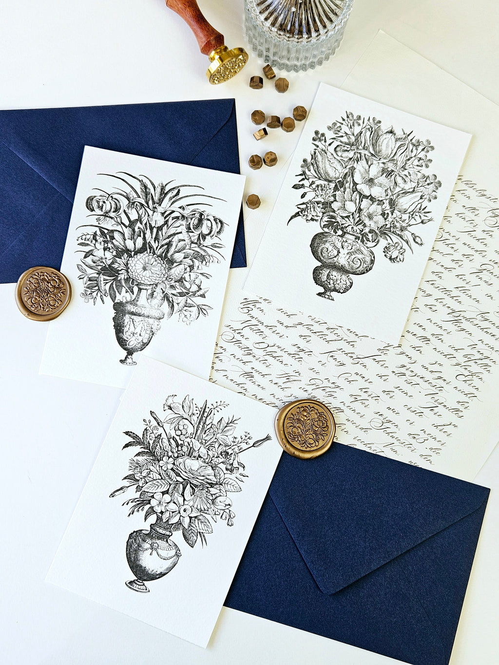 6er Grußkarten Set Blumen Bouquets