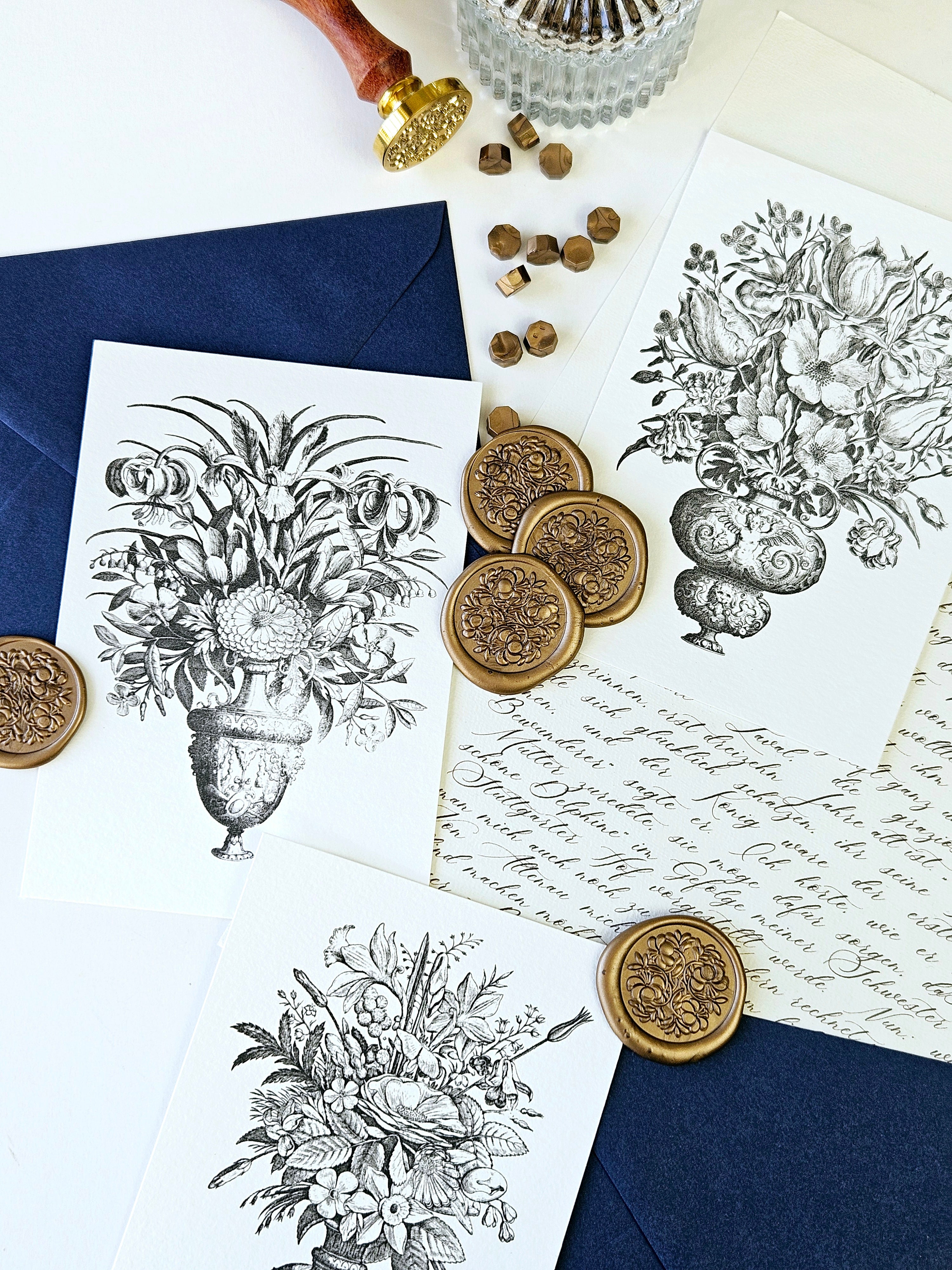 6er Grußkarten Set Blumen Bouquets