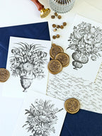 6er Set Grußkarten Blumen Bouquets Vintage