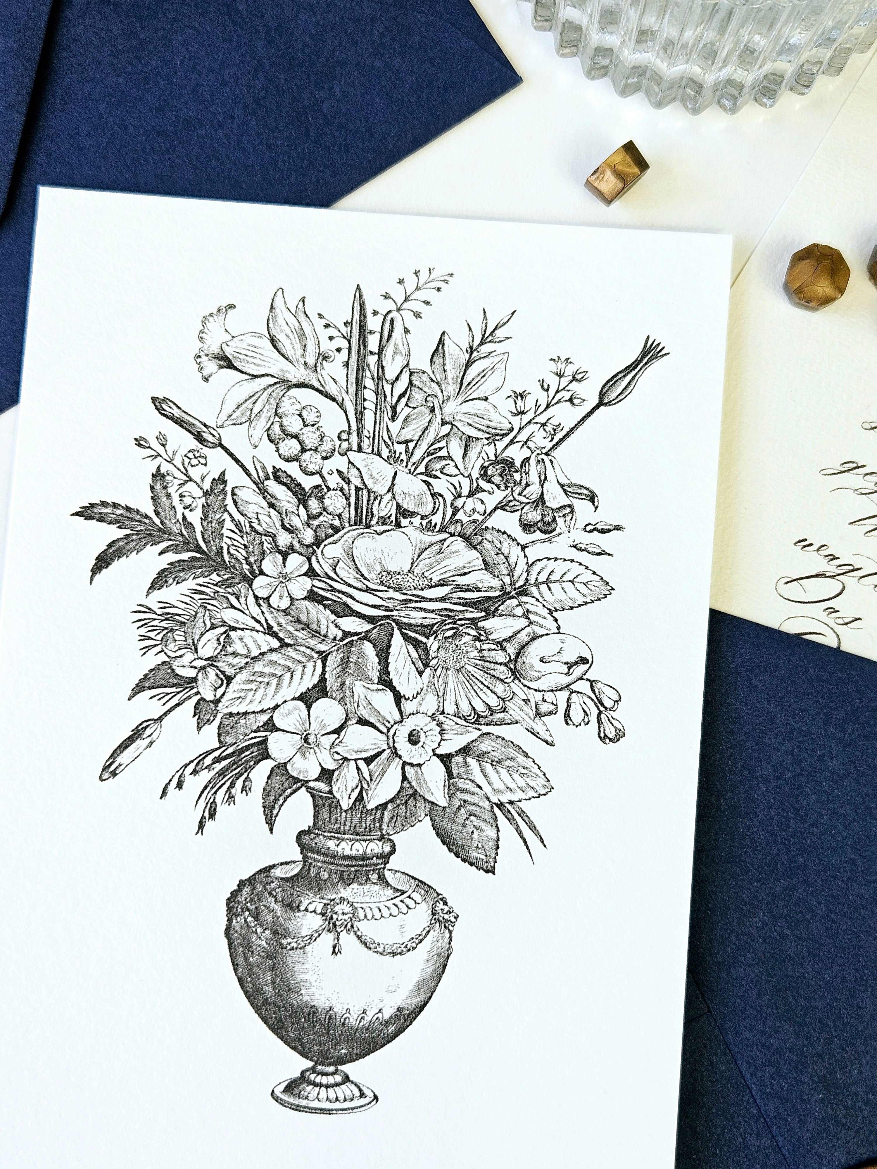 Vintage Grußkarte Blumenbouquet