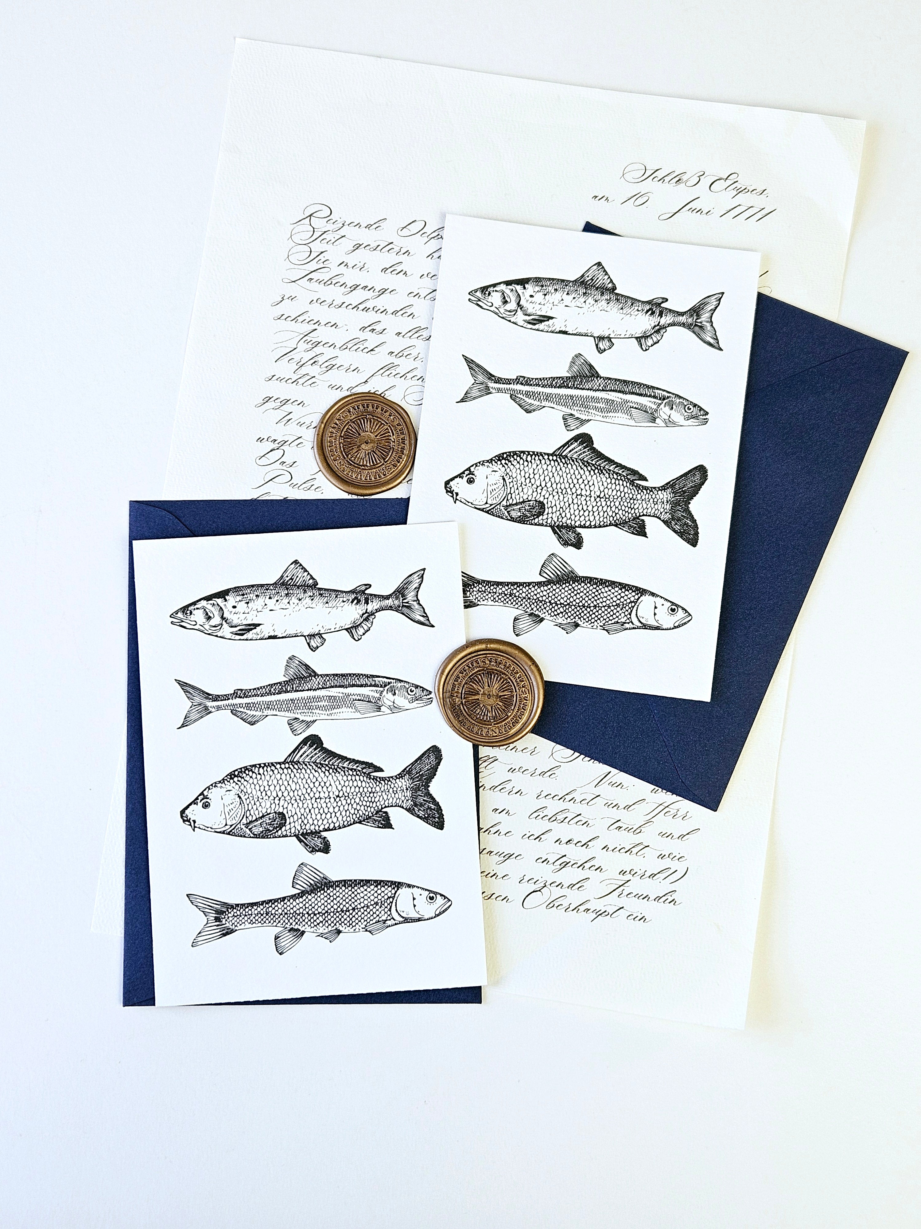 Grußkarte Maritimer Fischzug