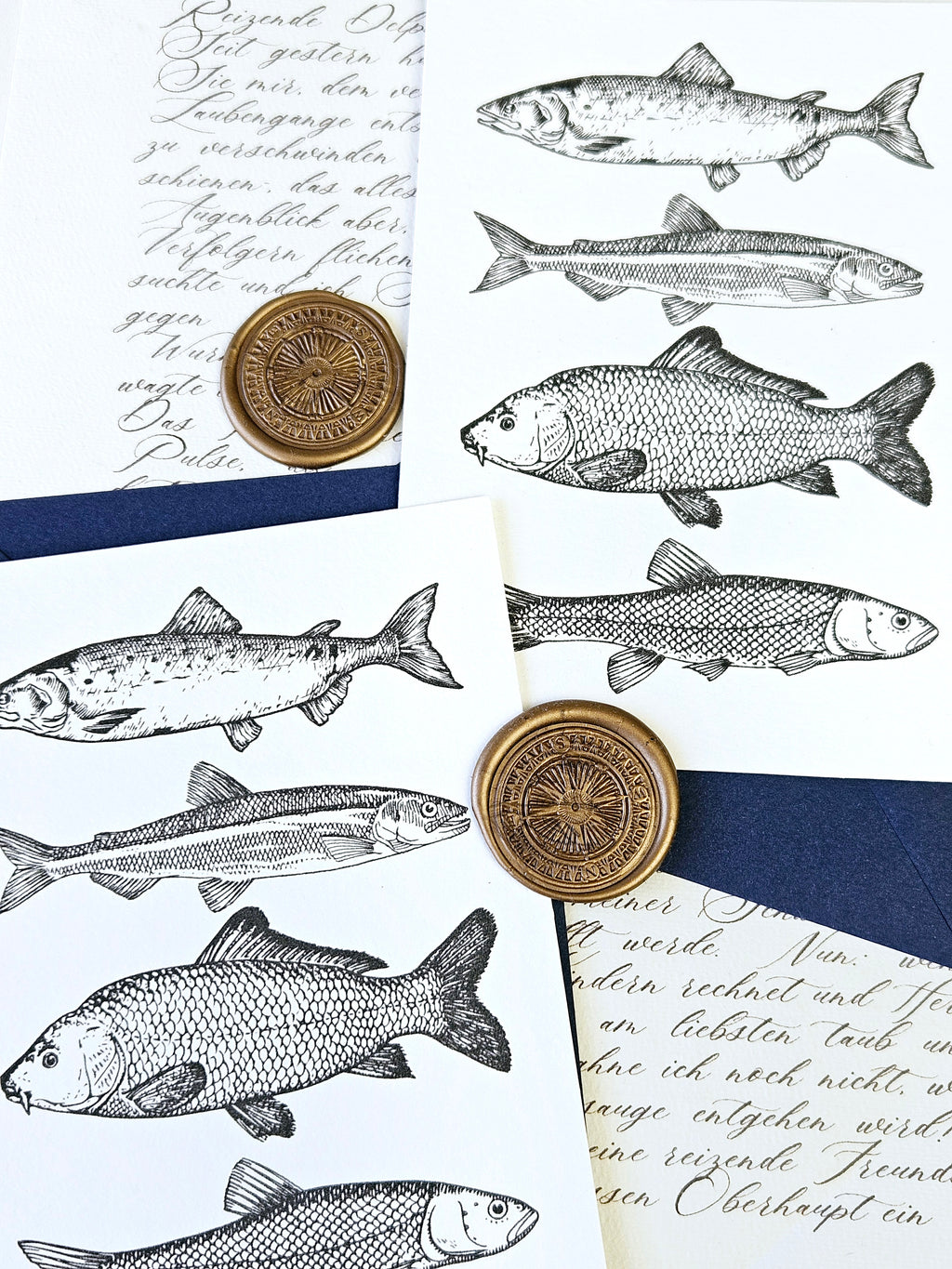 Grußkarte Maritimer Fischzug