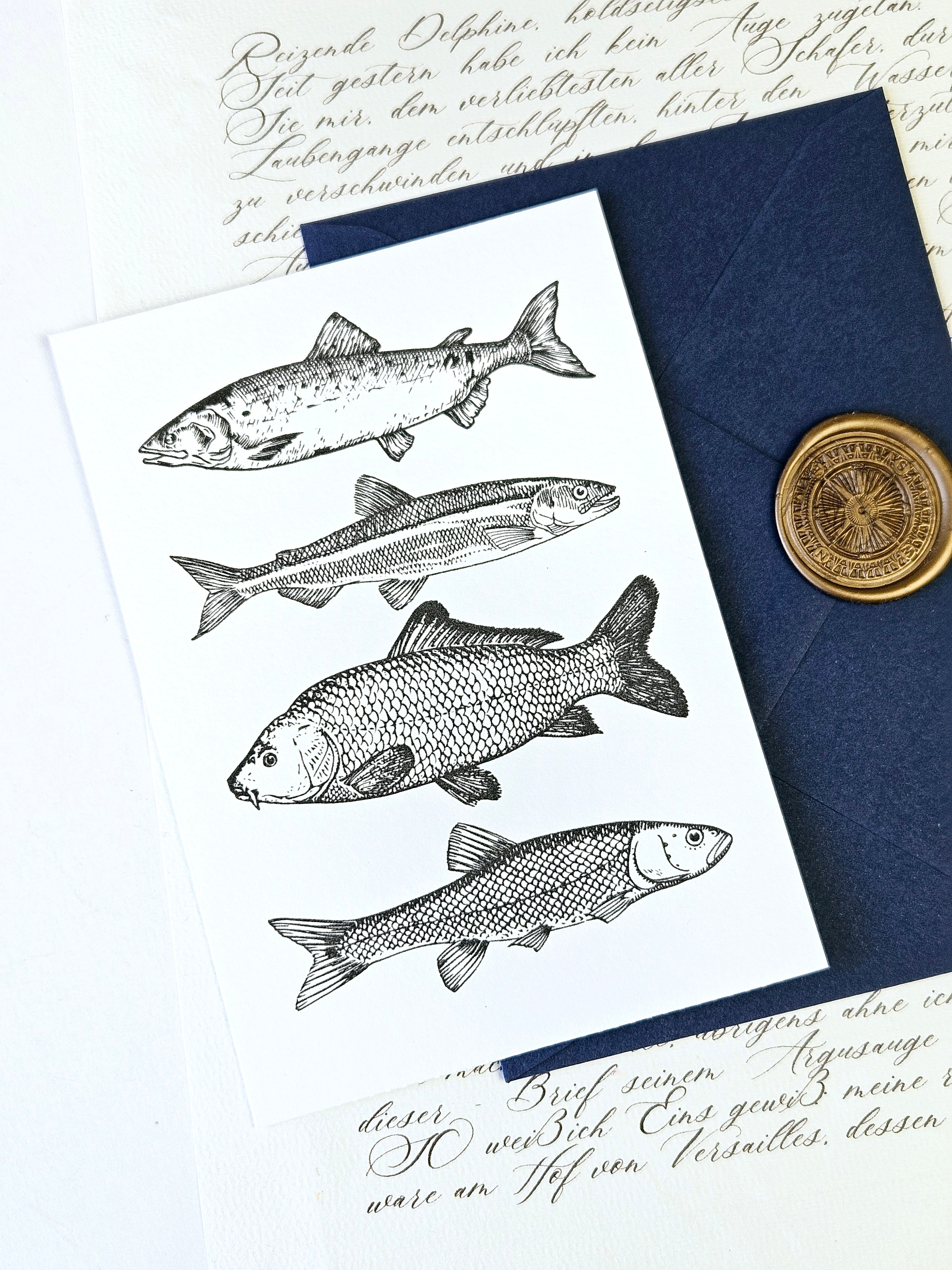 Grußkarte Maritimer Fischzug