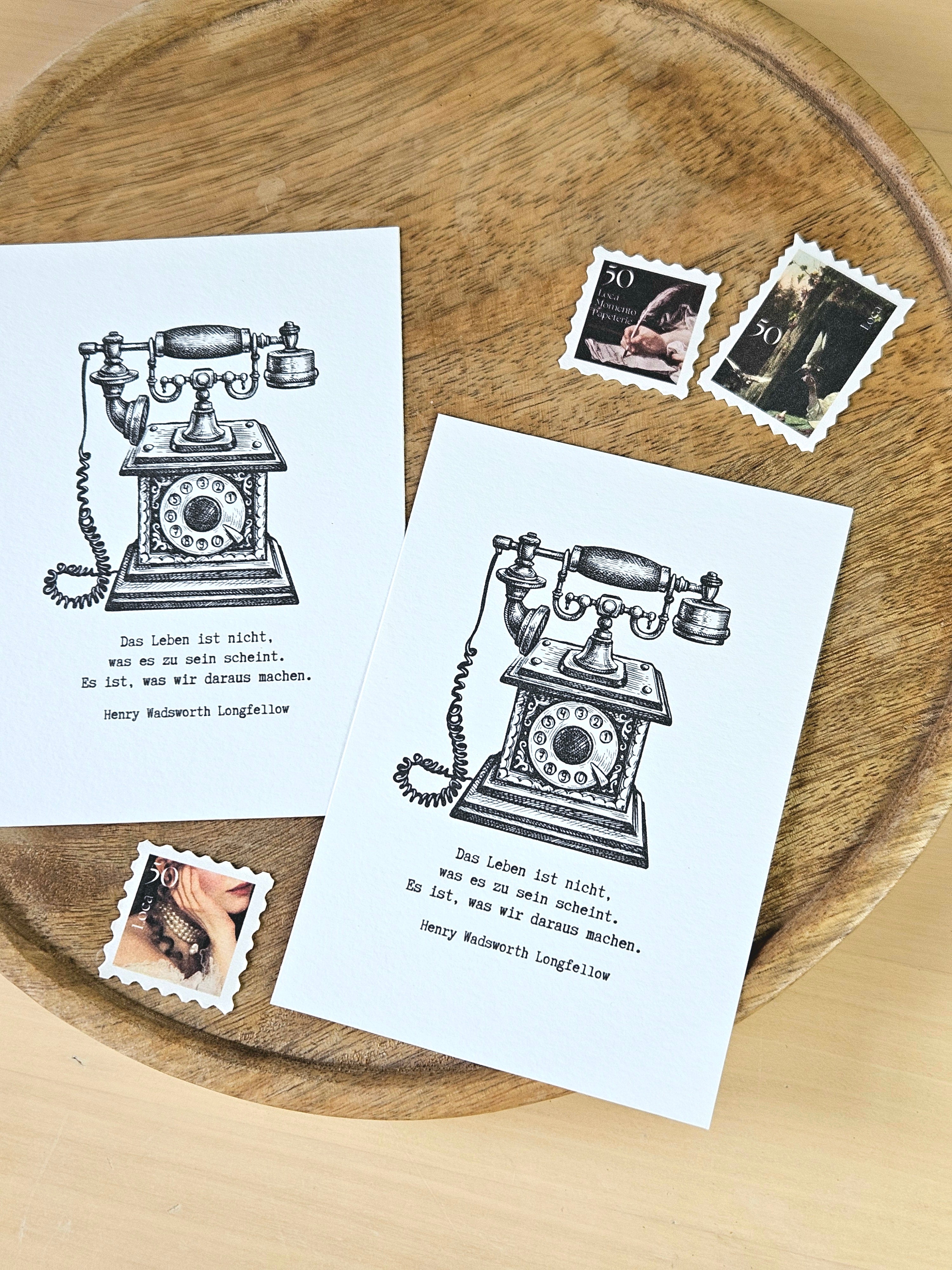 Grußkarte Vintage Telefon