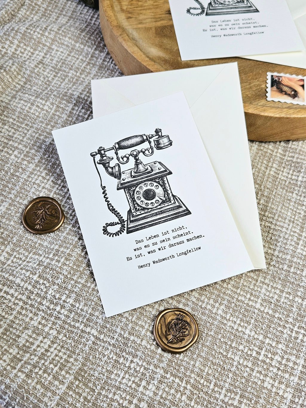 Grußkarte Vintage Telefon