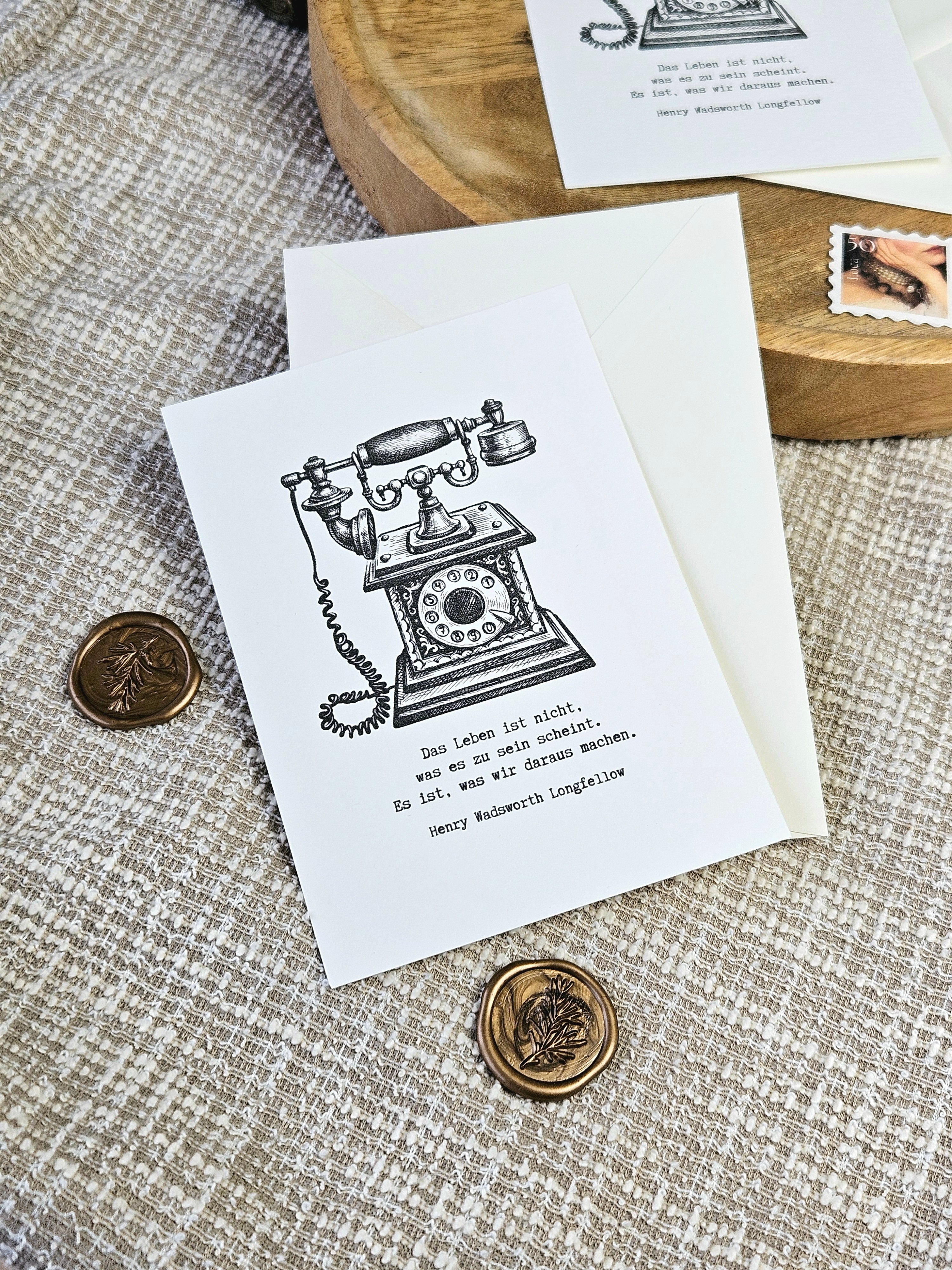 Grußkarte Vintage Telefon