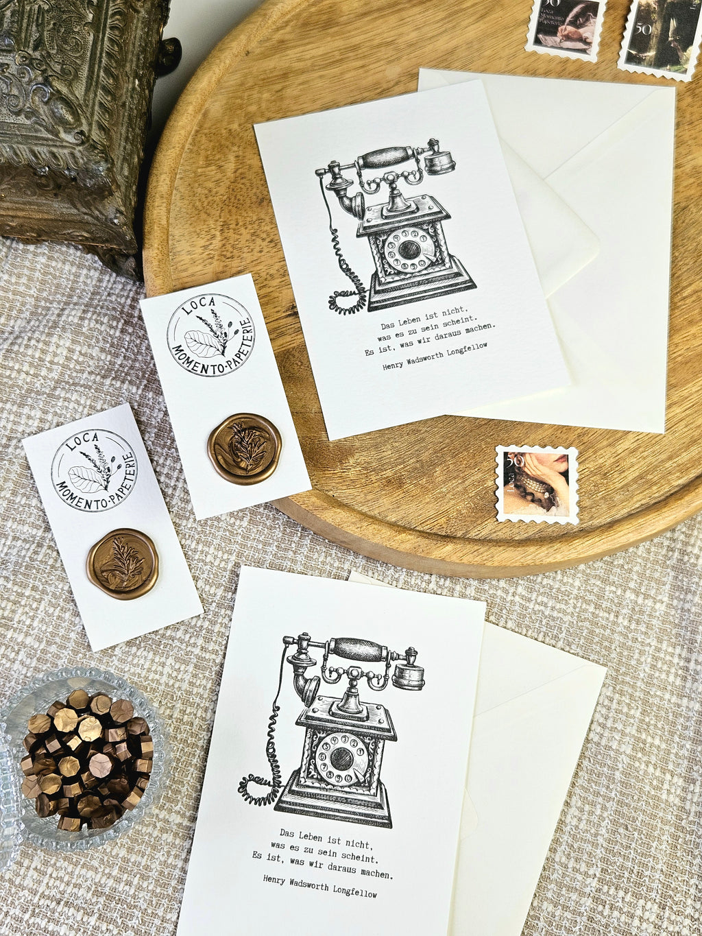 Grußkarte Vintage Telefon