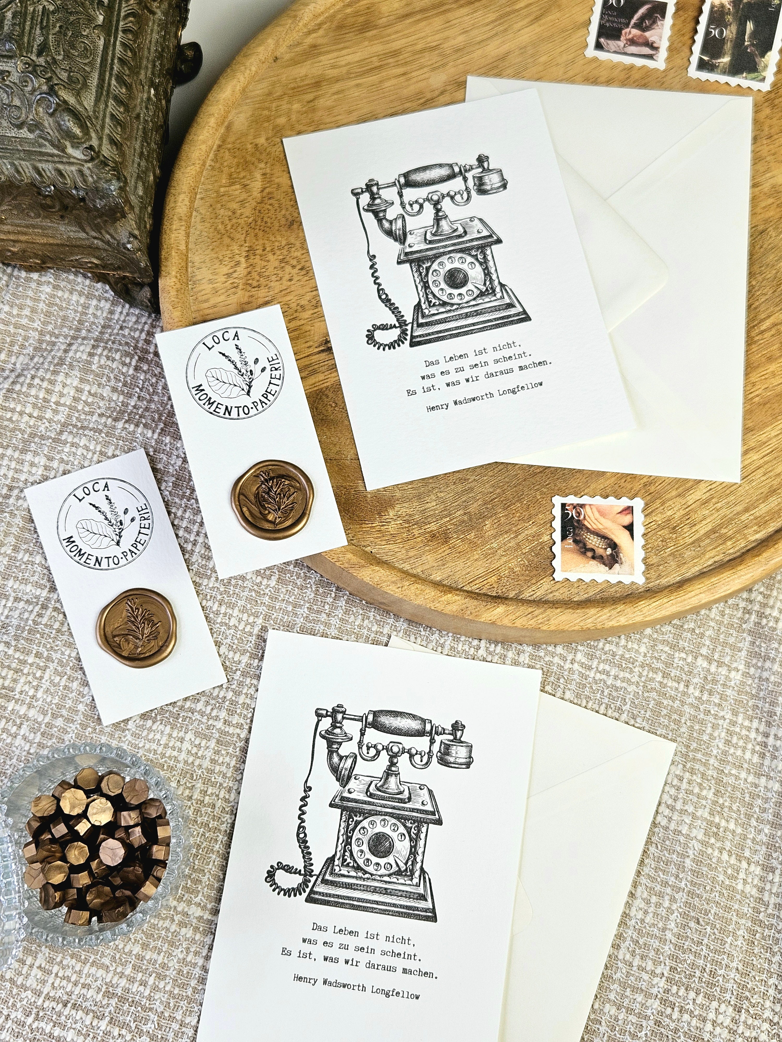 Grußkarte Vintage Telefon