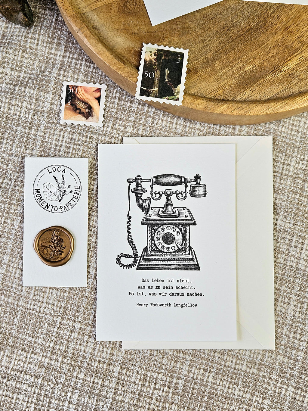 Grußkarte Vintage Telefon