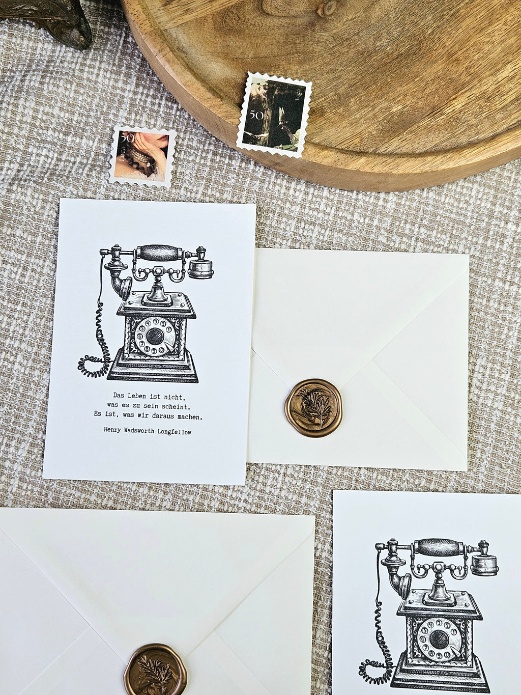 Grußkarte Vintage Telefon