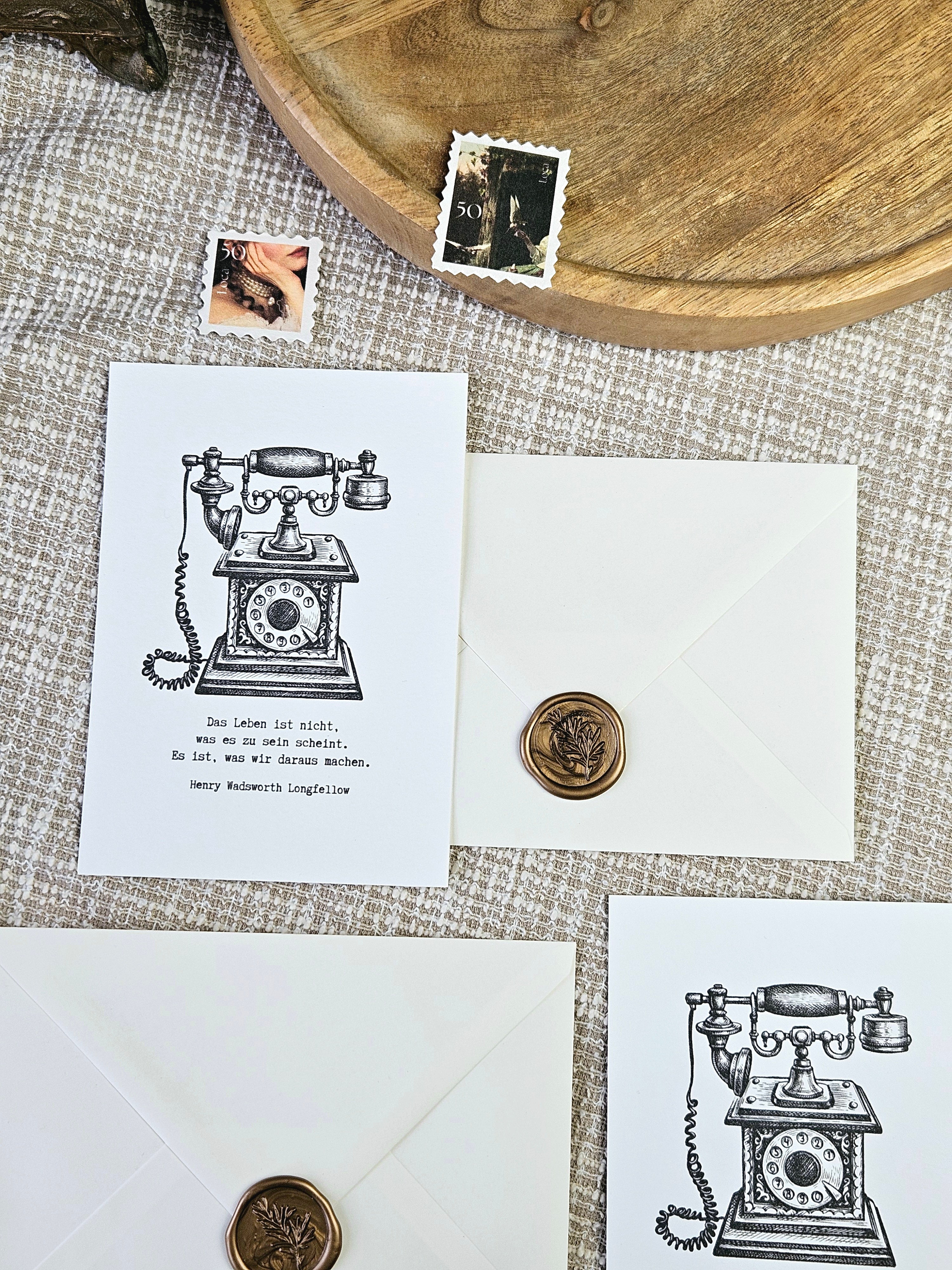 Grußkarte Vintage Telefon