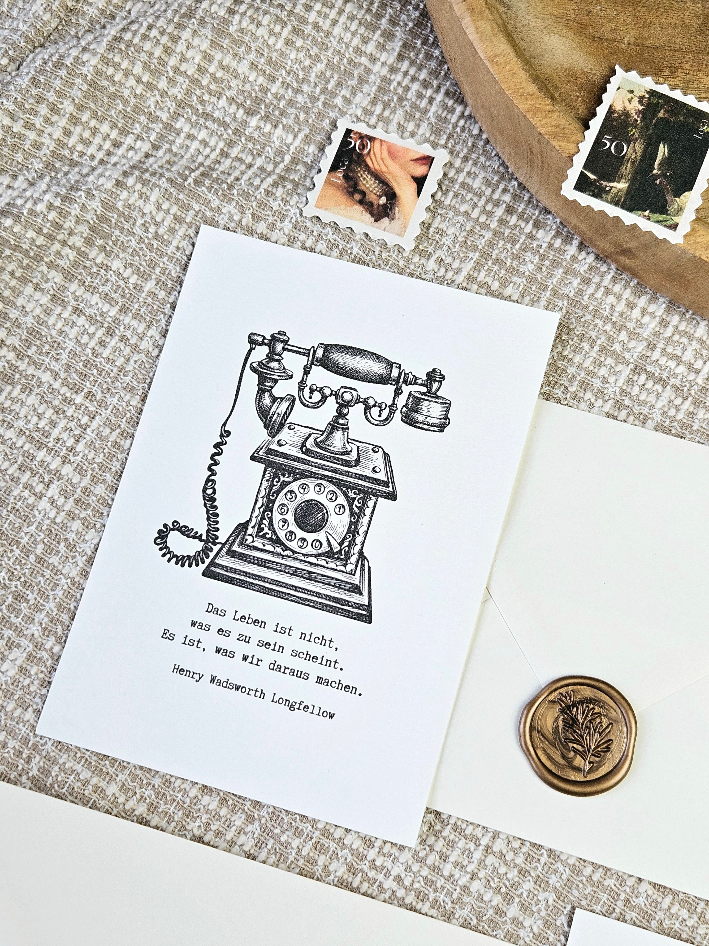Grußkarte Vintage Telefon