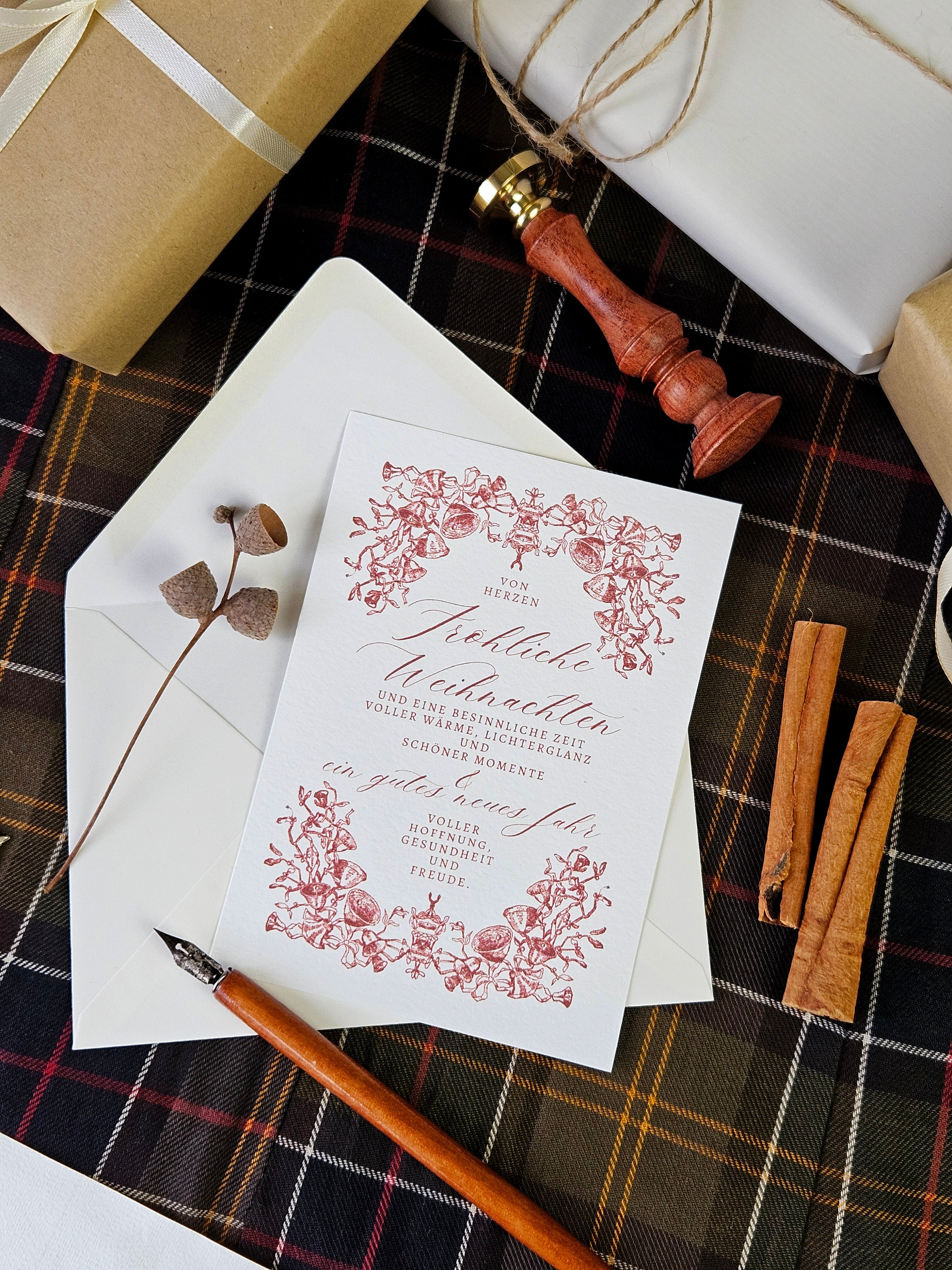 Weihnachtskarte Von Misteln und Glockenzauber