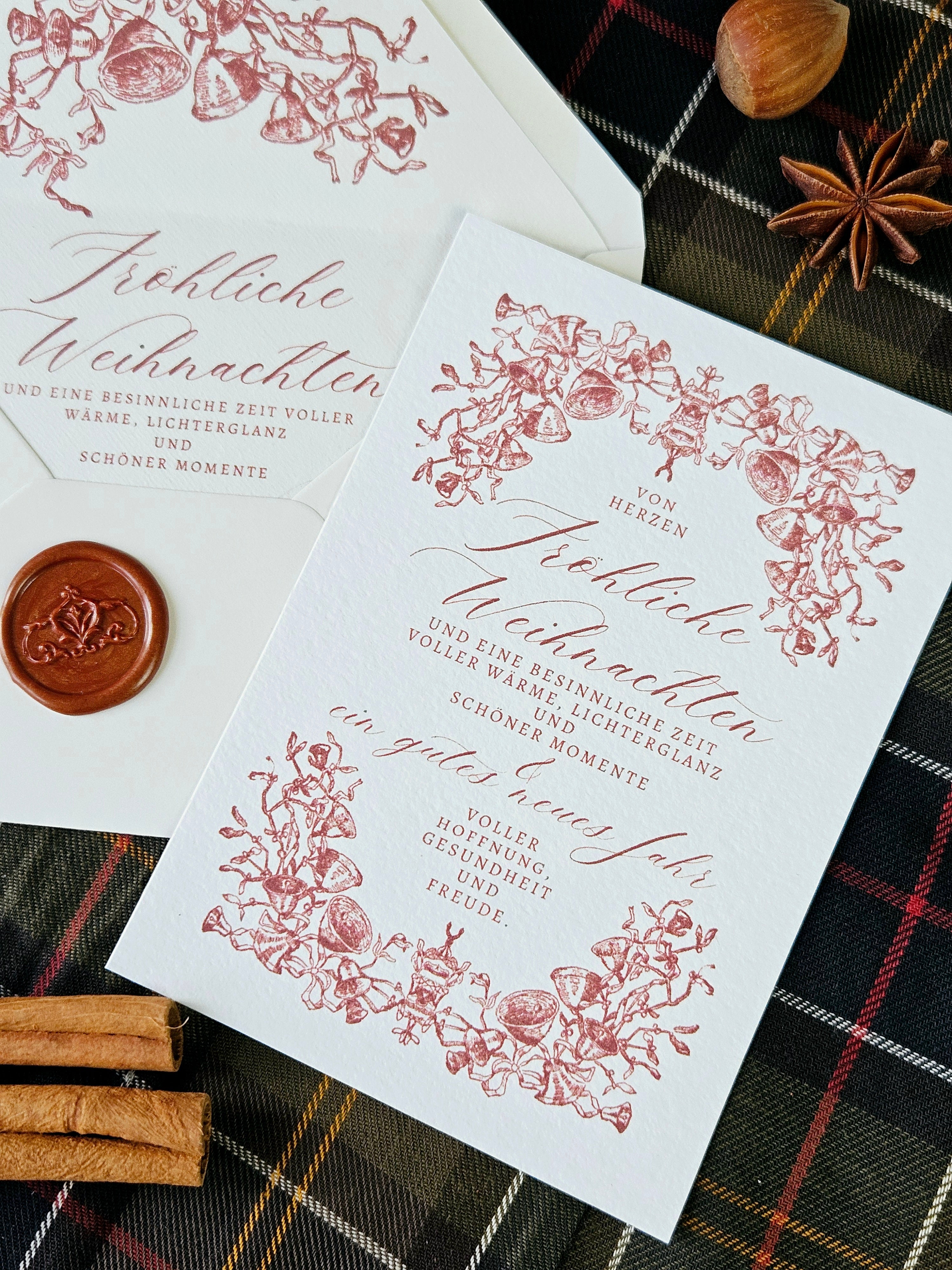 Weihnachtskarte Von Misteln und Glockenzauber