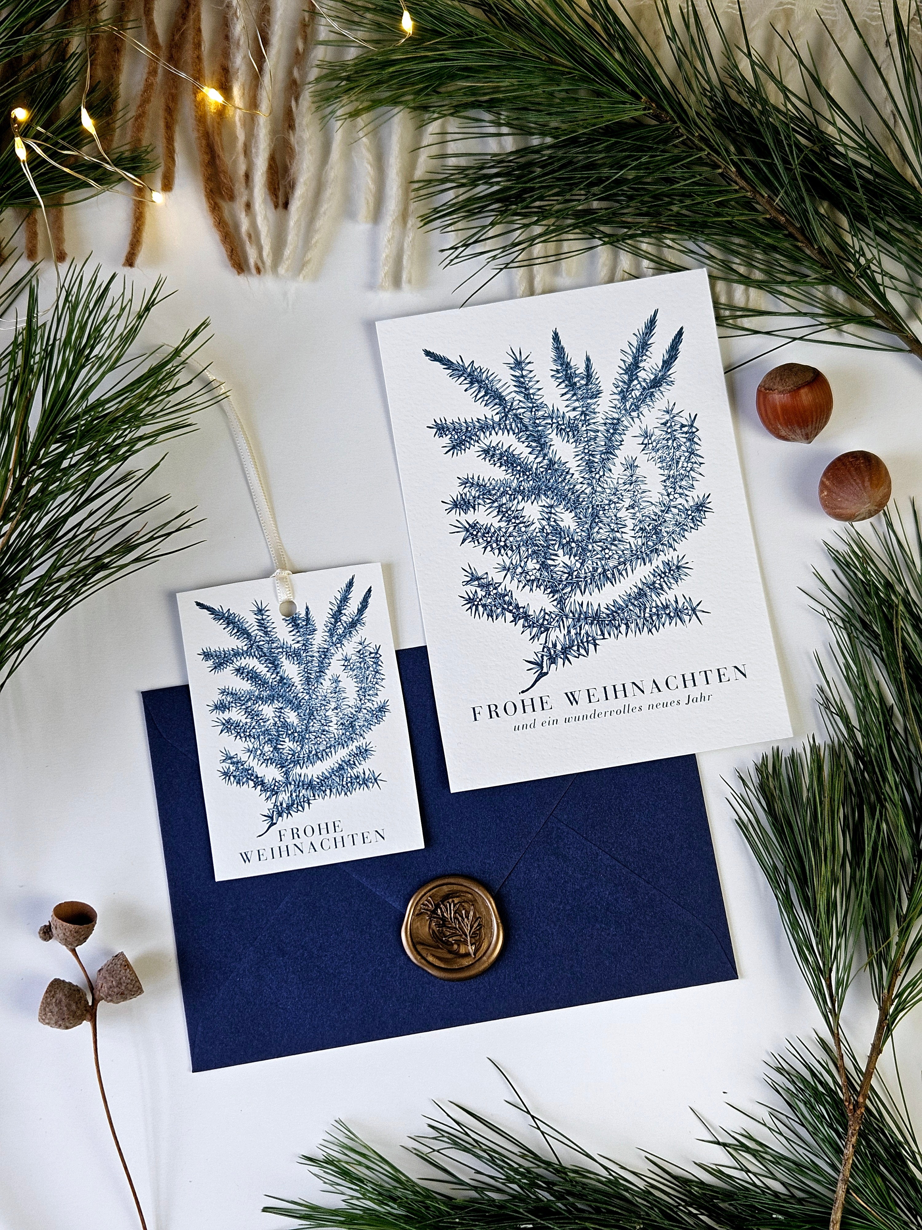 Weihnachtskarte Wintergrüner Wacholder