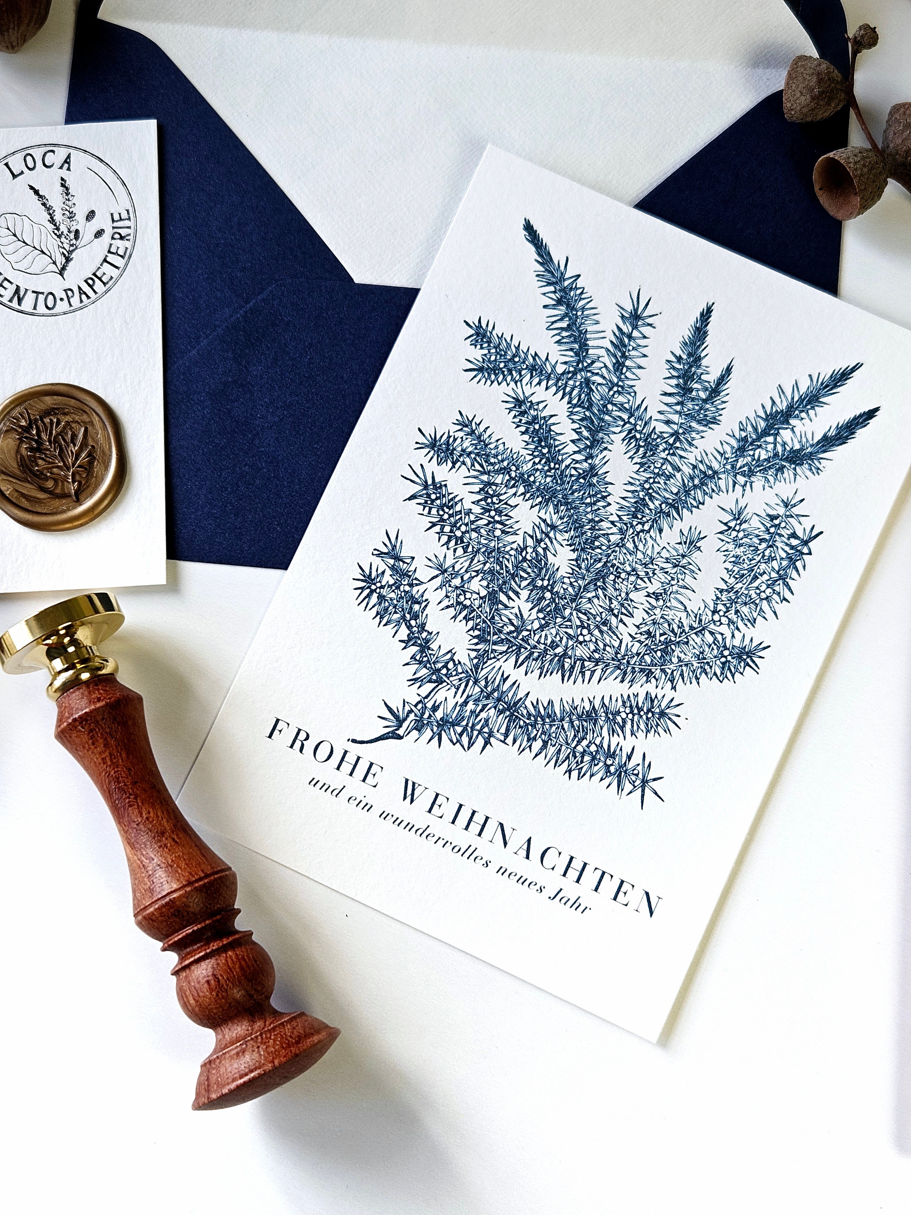Weihnachtskarte Wintergrüner Wacholder