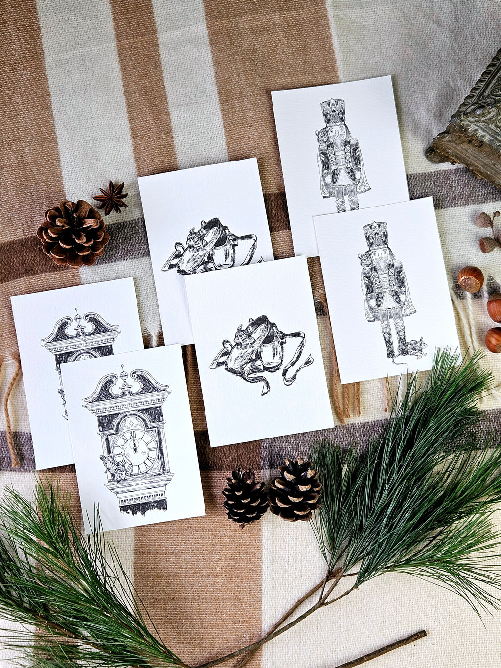 6er Set Weihnachtskarten Nussknacker & Mäusekönig