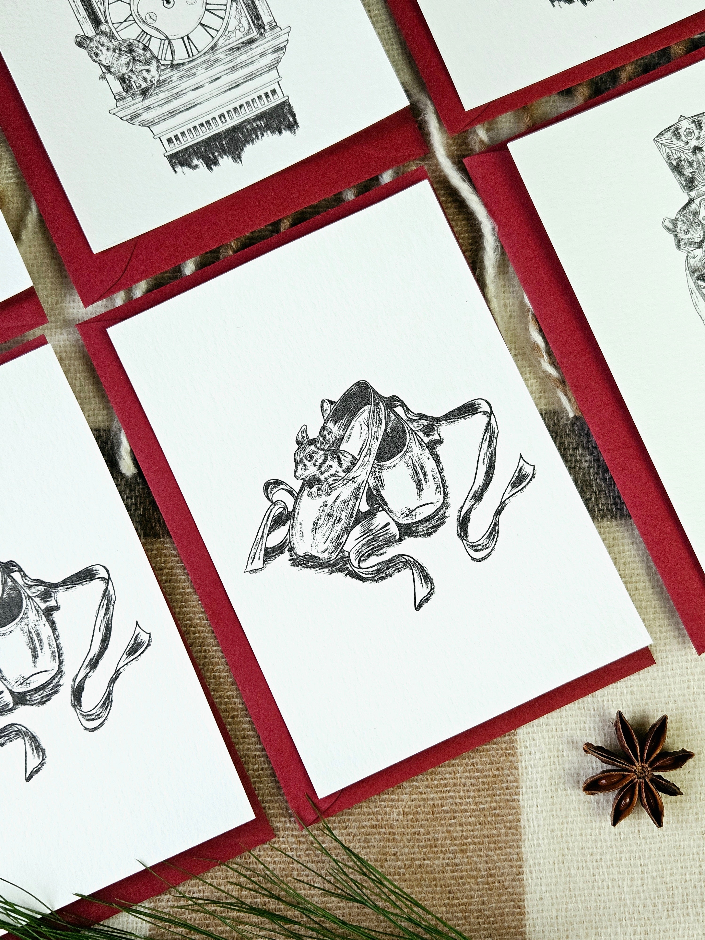 6er Set Weihnachtskarten Nussknacker & Mäusekönig