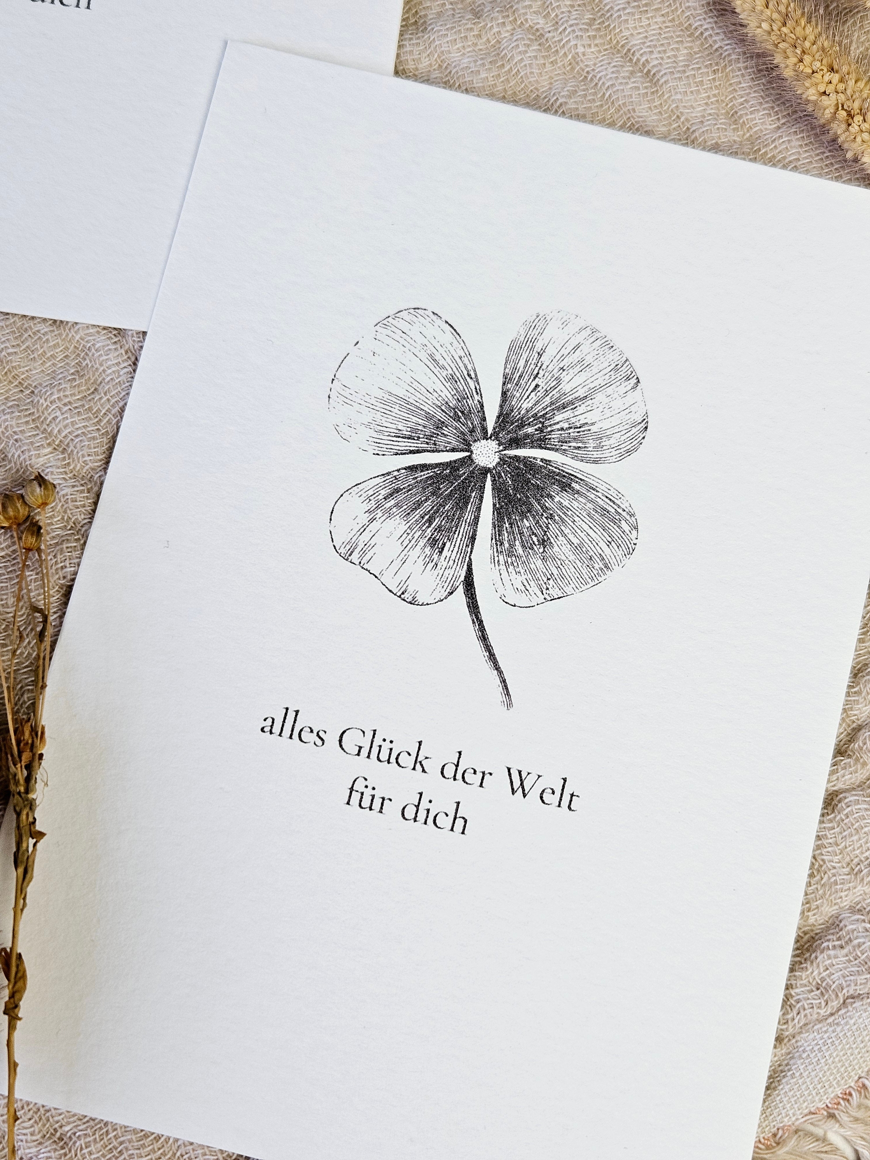 Grußkarte Kleeblatt Glück