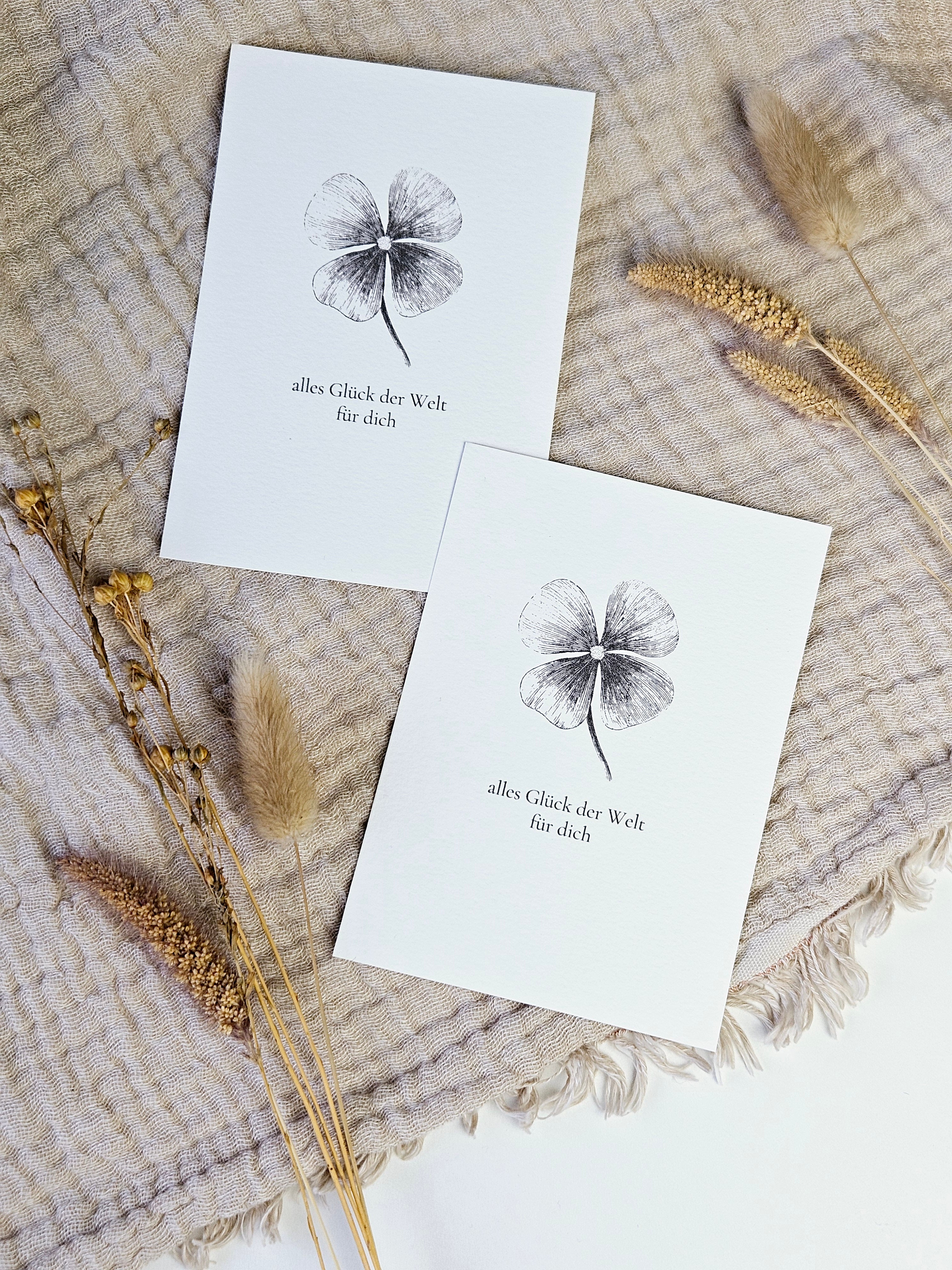 Grußkarte Kleeblatt Glück