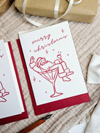 Weihnachtskarte Weihnachtsmann Martini Glas