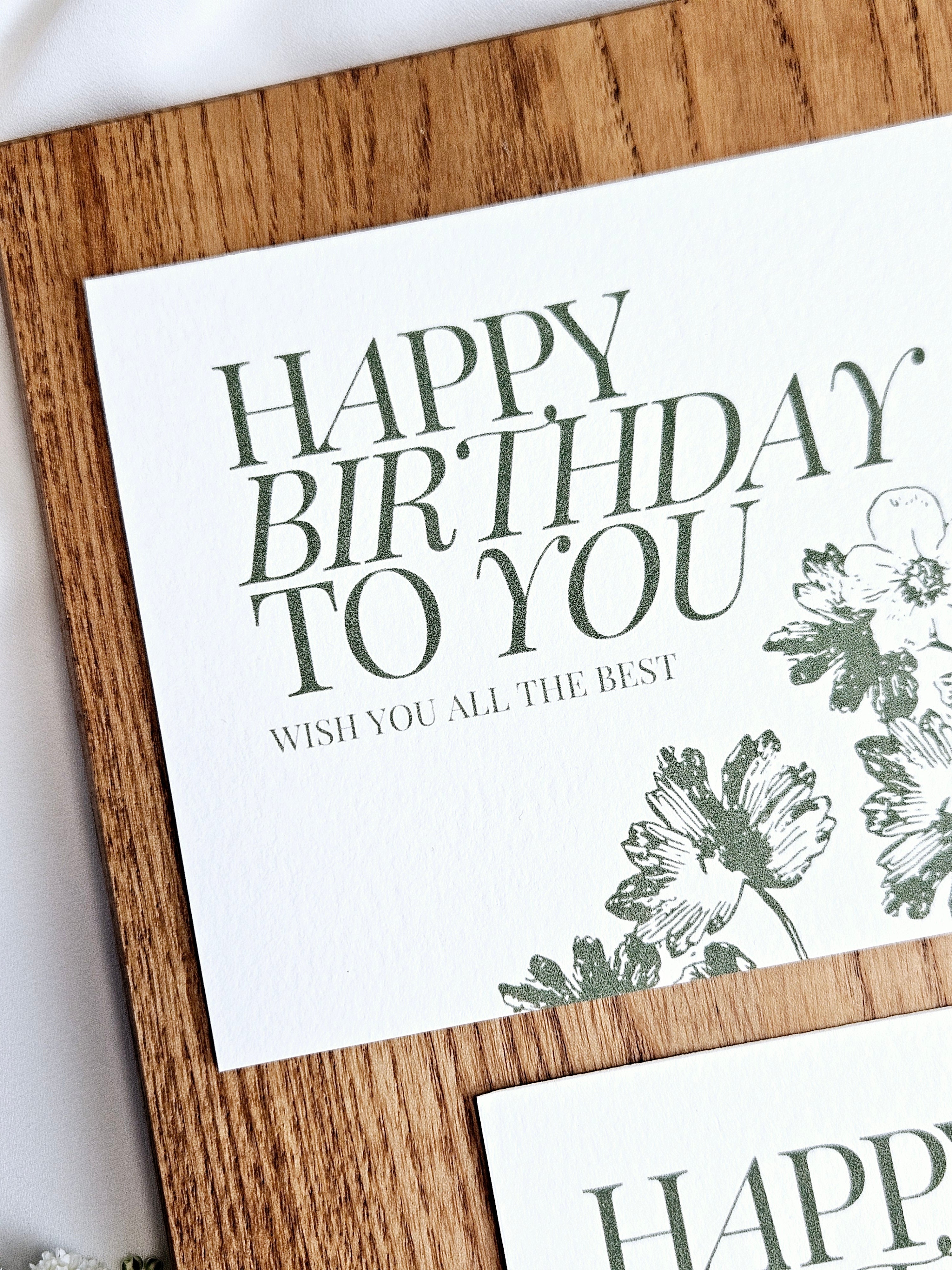 Geburtstagskarte Dunkelgrüne Blumen