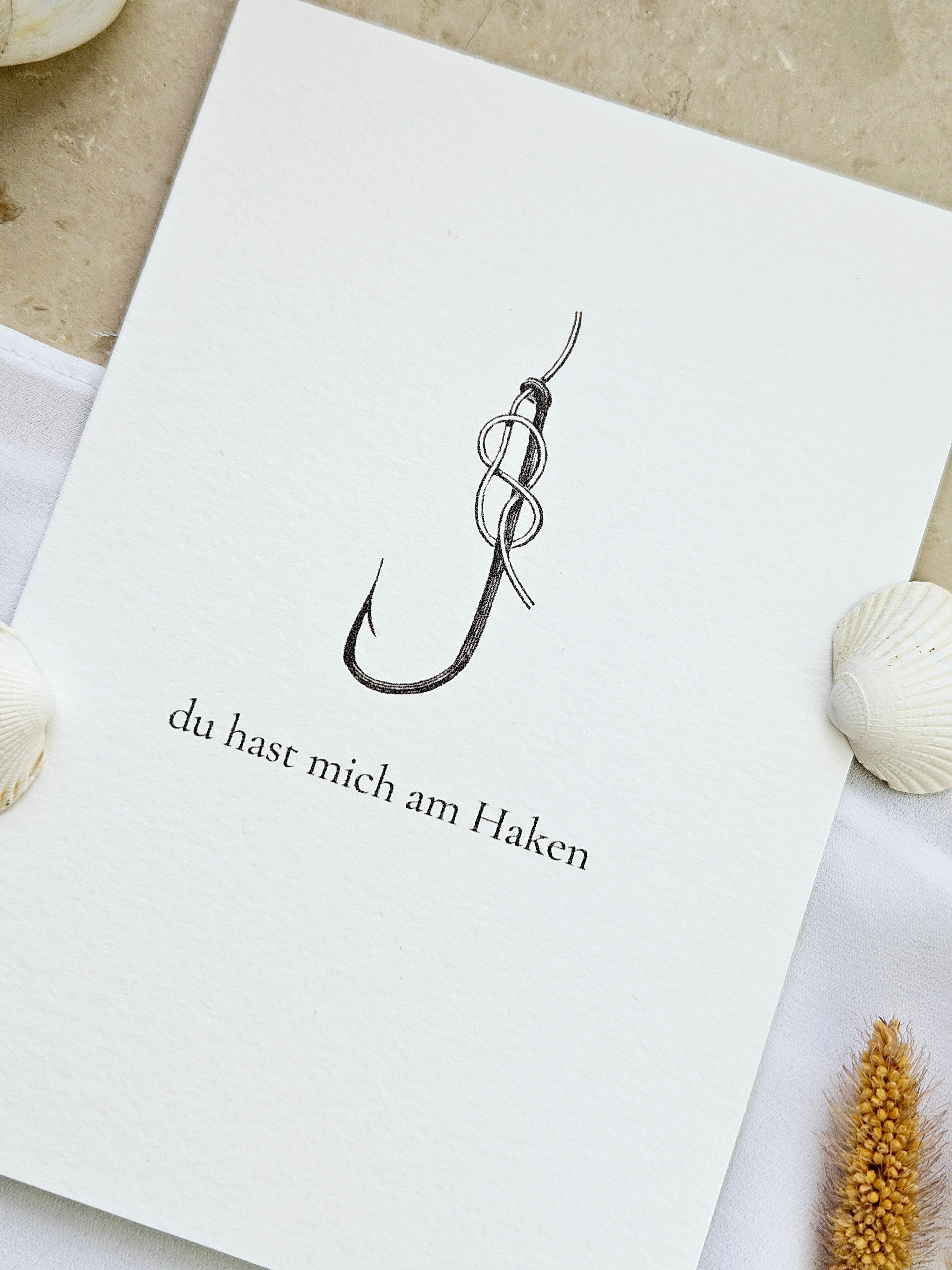 Norddeutsche Grußkarte Fischerhaken
