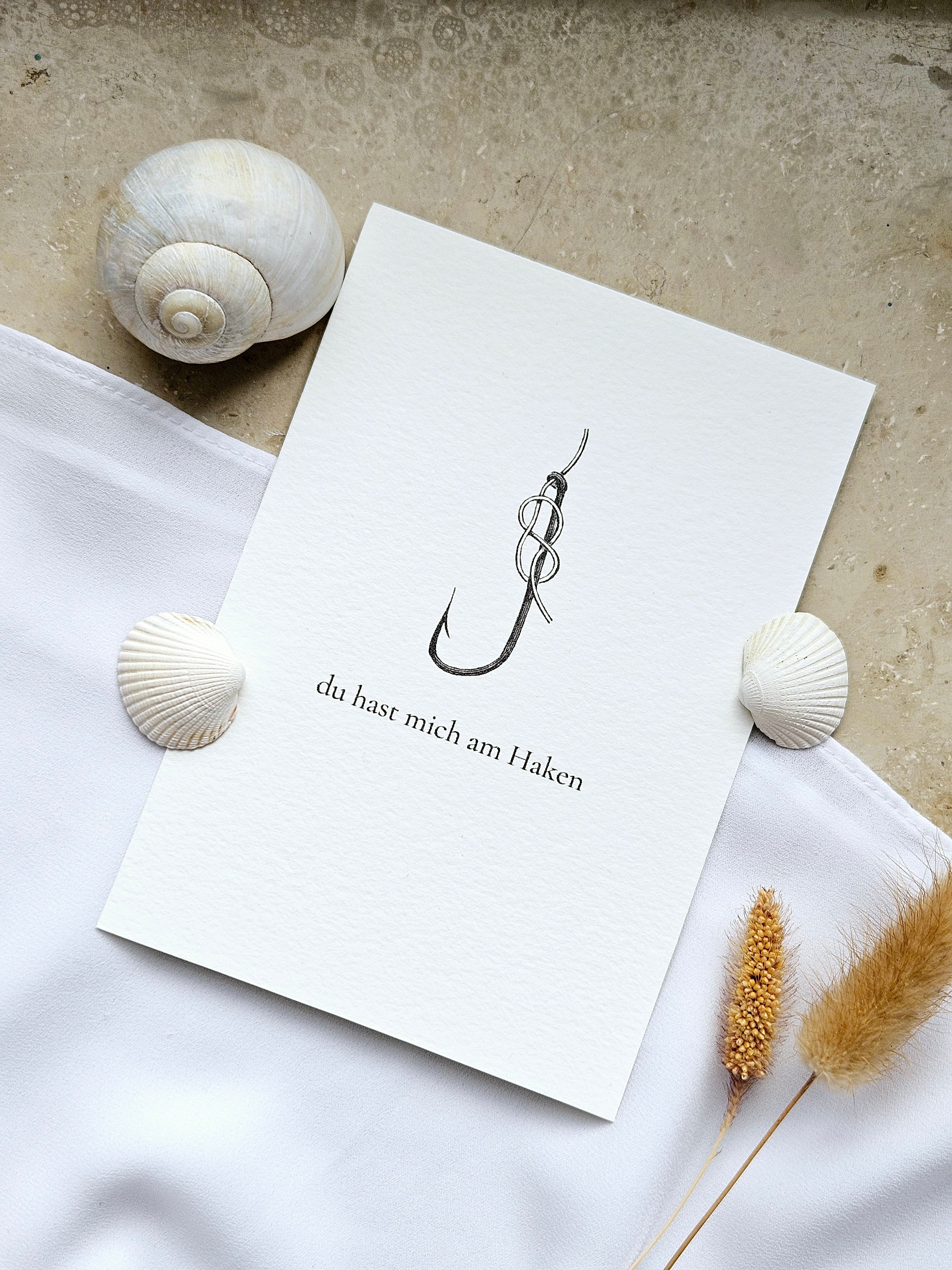 Norddeutsche Grußkarte Fischerhaken