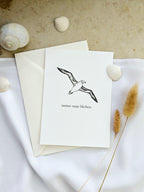 Plattdeutsche Grußkarte Möwe "Immer sutje bleiben"