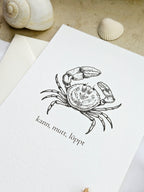 Plattdeutsche Grußkarte Krabbe "kann, mutt, löppt"