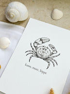 Plattdeutsche Grußkarte Krabbe "kann, mutt, löppt"