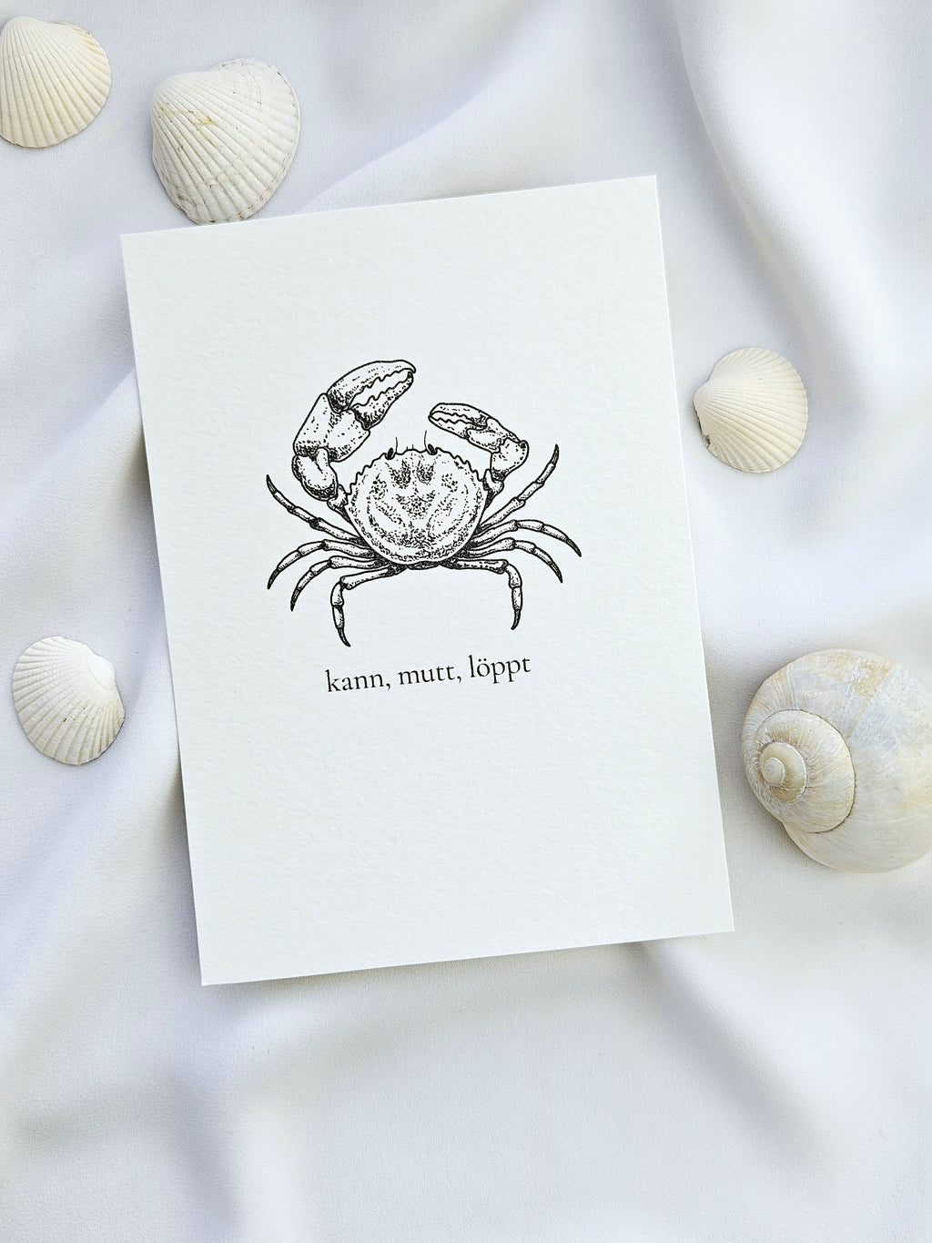 Plattdeutsche Grußkarte Krabbe "kann, mutt, löppt"