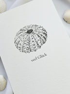 Plattdeutsche Grußkarte Seeigel "Veel Glück"
