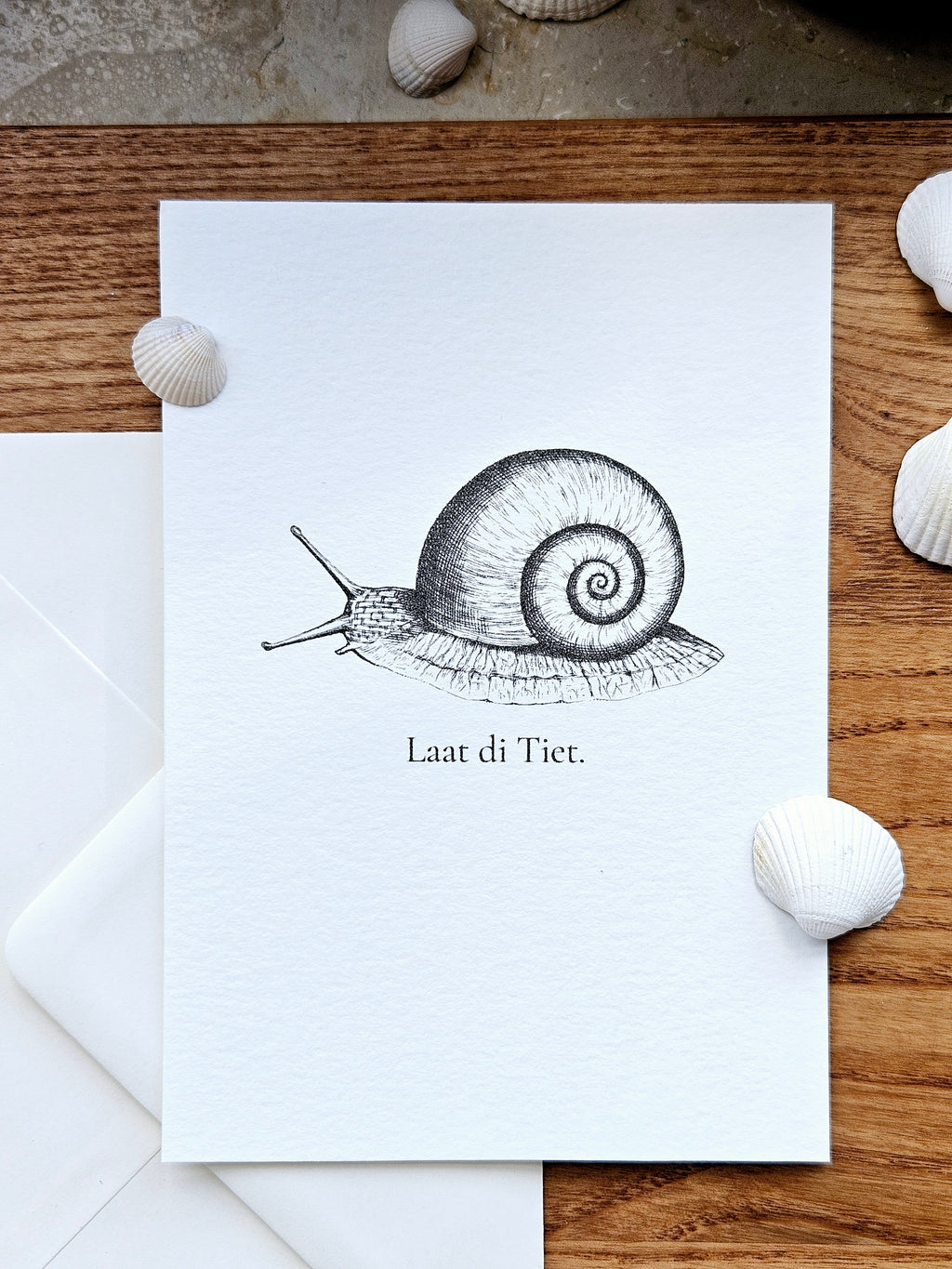 Plattdeutsche Grußkarte Schnecke "Laat di Tiet"