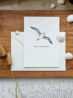 Plattdeutsche Grußkarte Möwe "Immer sutje bleiben"