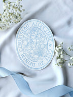 Ovale Geburtstagskarte Pfingstrosen Hellblau