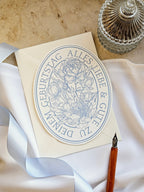 Ovale Geburtstagskarte Pfingstrosen Hellblau