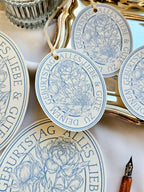 Ovale Geburtstagskarte Pfingstrosen Hellblau