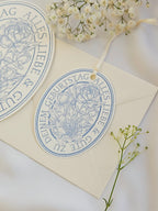 Ovale Geburtstagskarte Pfingstrosen Hellblau