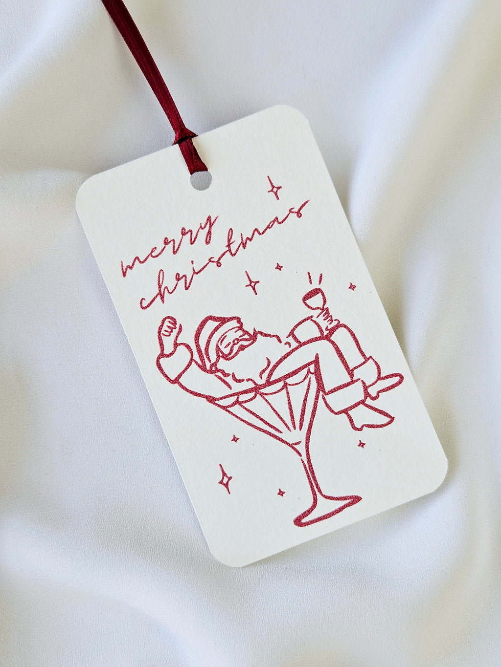 Geschenkanhänger Weihnachtsmann Martini Glas