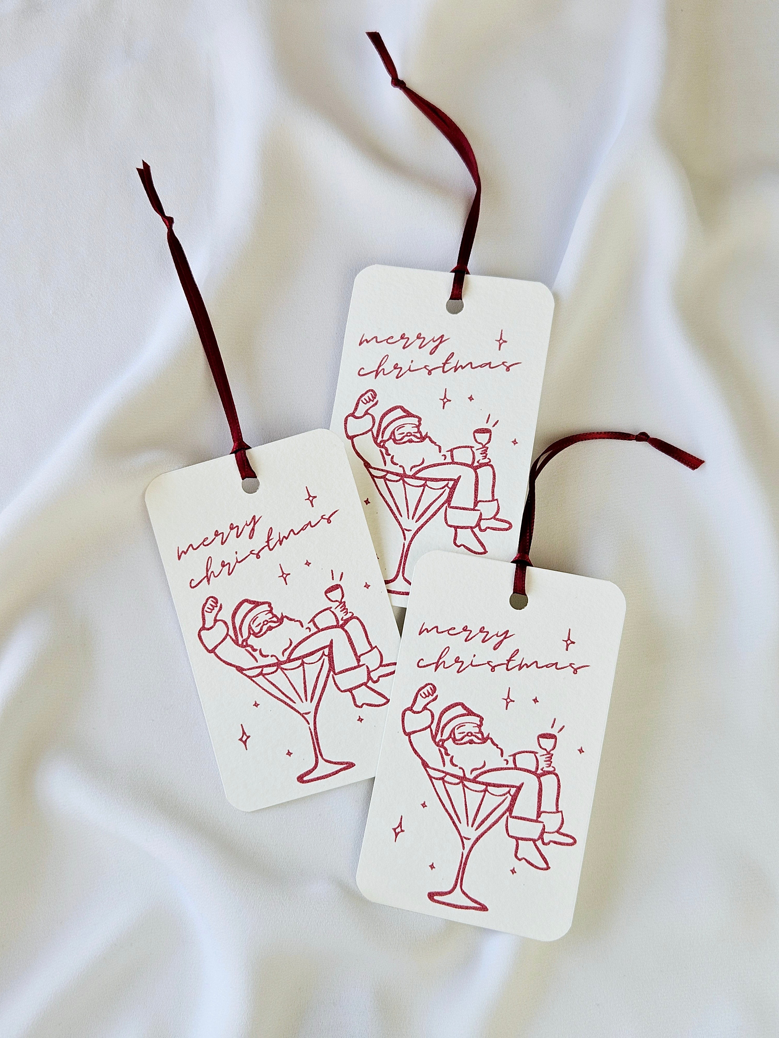 Geschenkanhänger Weihnachtsmann Martini Glas