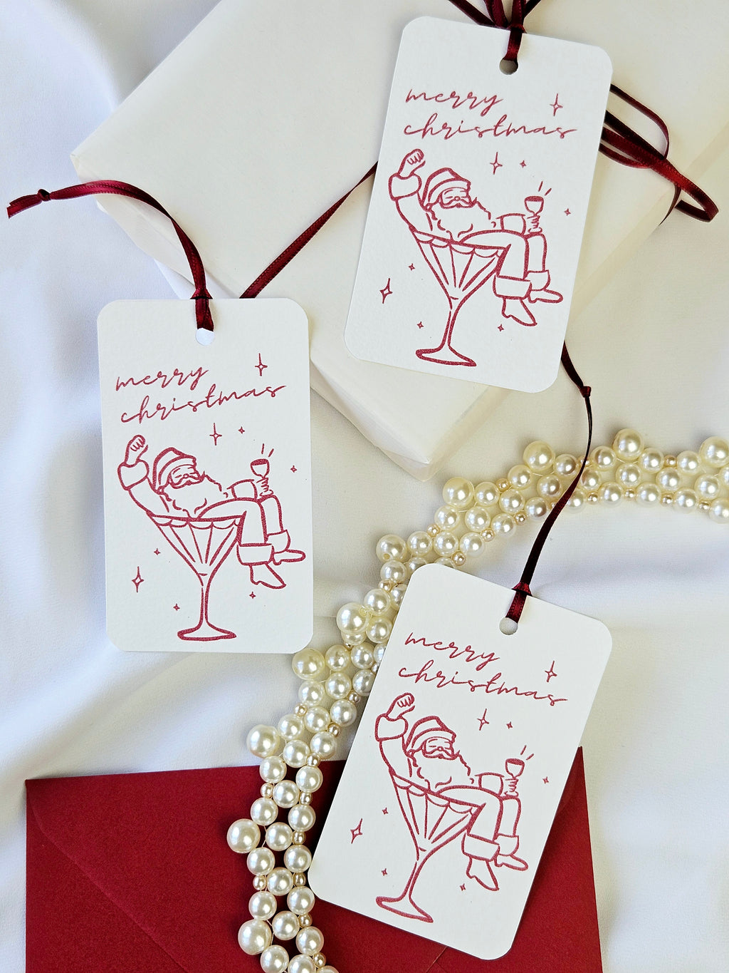 Geschenkanhänger Weihnachtsmann Martini Glas