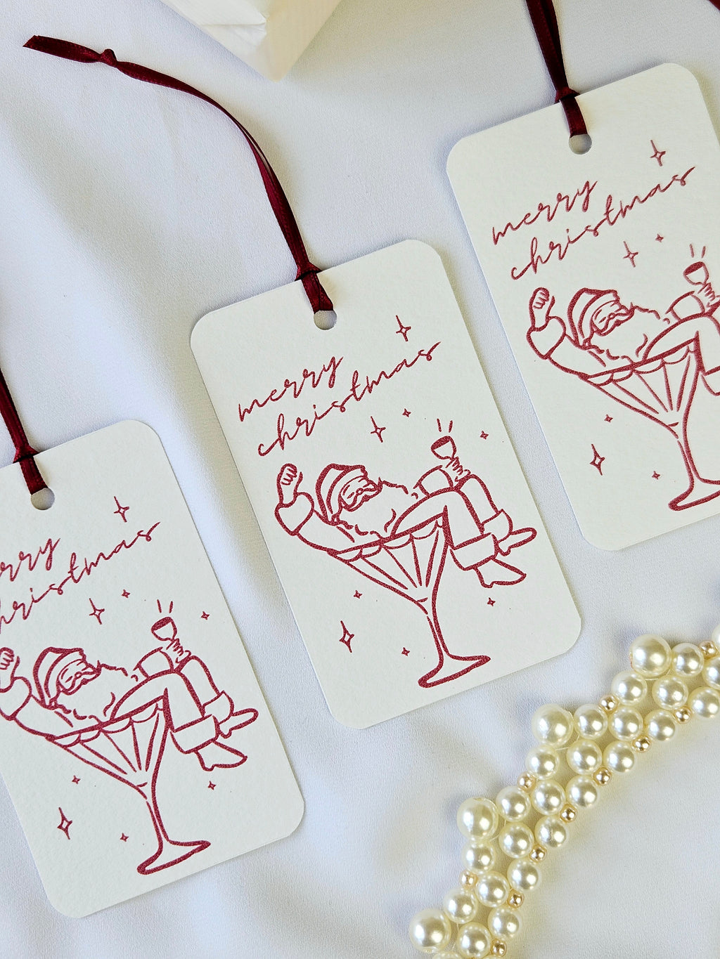 Geschenkanhänger Weihnachtsmann Martini Glas