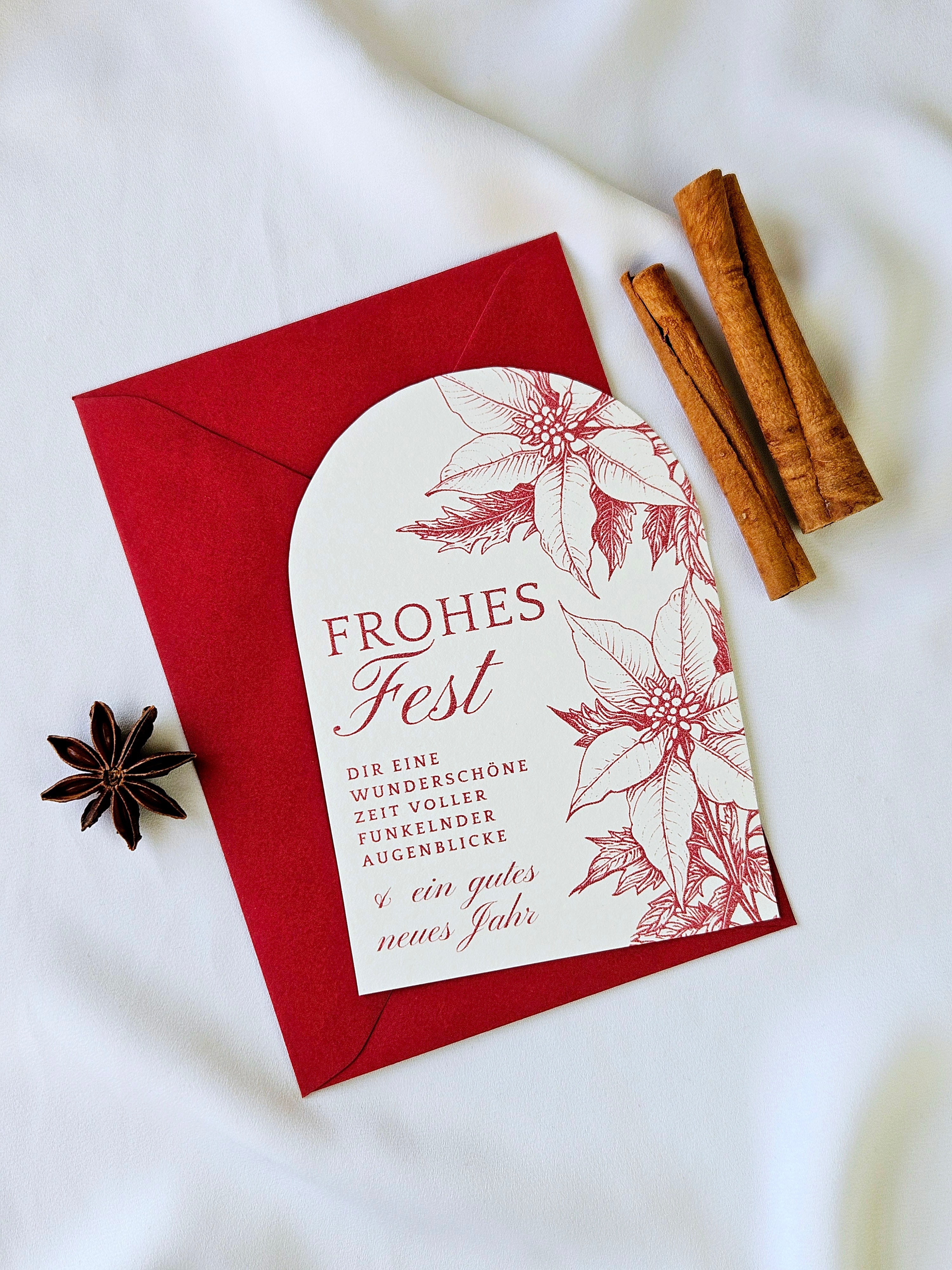 Elegante Weihnachtskarte Weihnachtssterne Bogen